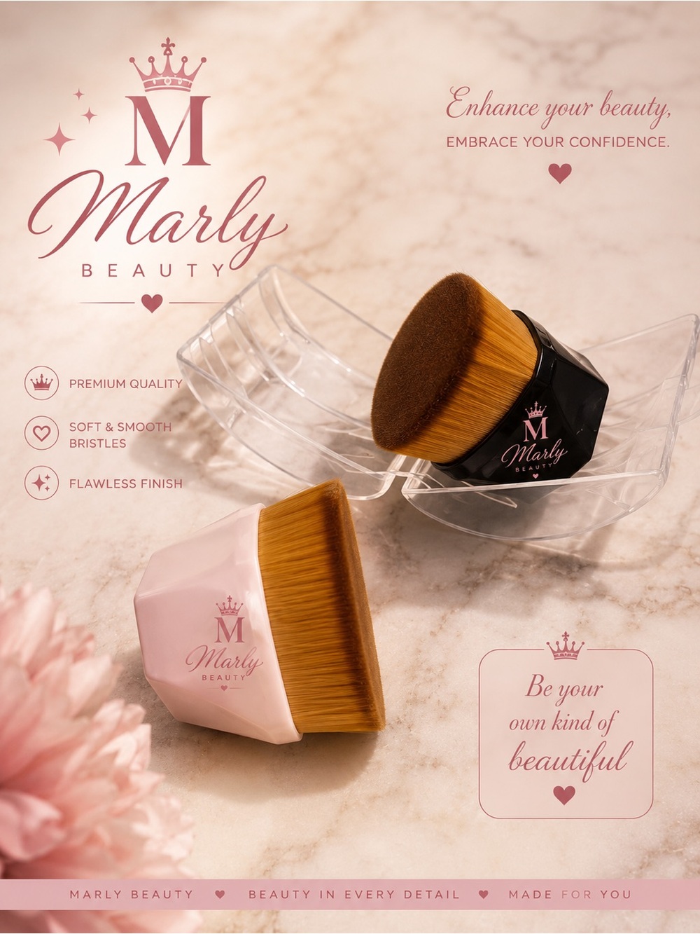 Mally Beauty Kabuki Brush Set in Pink and Black